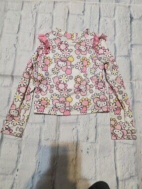 Hello Kitty White Pink Floral Long Sleeve Swim Tee